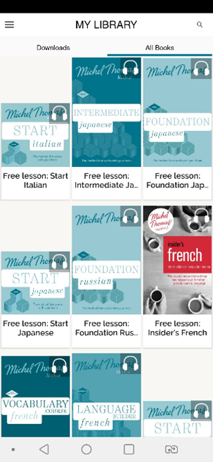 Screenshot of downloads in the library app